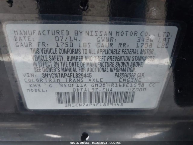 Nissan VERSA SV 2015 3N1CN7AP4FL829445 Image 9