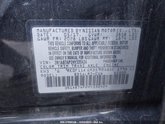 Nissan SENTRA SR 2017 3N1AB7AP2HY330424 Image 9