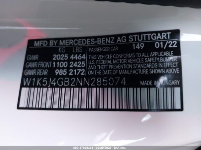 W1K5J4GB2NN285074 Mercedes-Benz Cla Cla 250