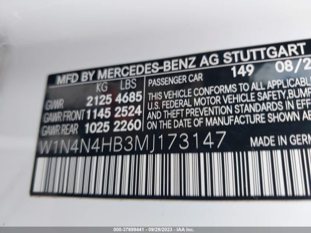 W1N4N4HB3MJ173147 Mercedes-Benz GLA 250