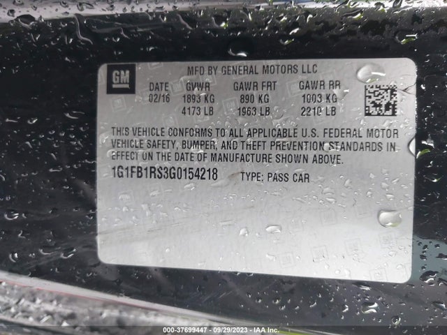 Chevrolet Camaro 1lt 2016 1G1FB1RS3G0154218 Image 9