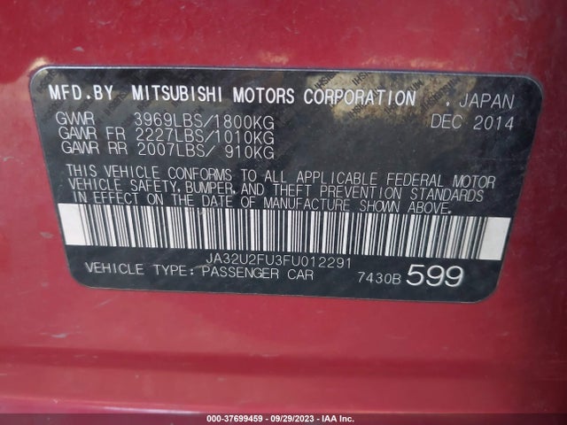 JA32U2FU3FU012291 Mitsubishi LANCER ES