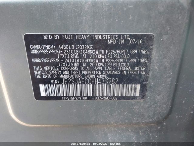 JF2SJAEC0HH433282 Subaru Forester Premium