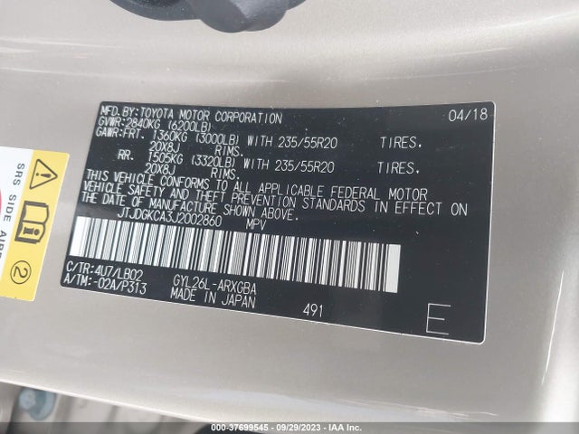 Lexus Rx Rx 450hl 2018 JTJDGKCA3J2002860 Image 9