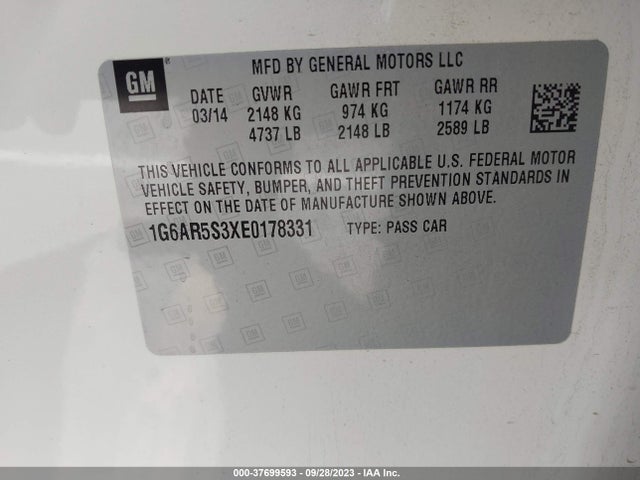 1G6AR5S3XE0178331 Cadillac Cts Sedan Luxury Rwd