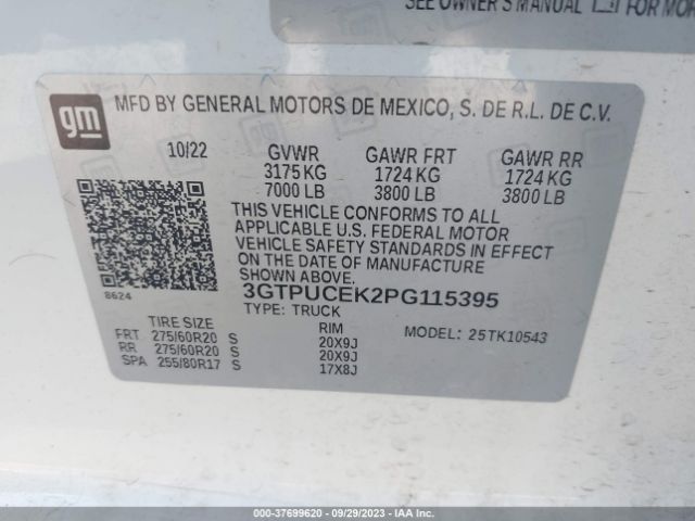 3GTPUCEK2PG115395 GMC Sierra 1500 Elevation