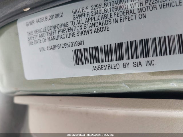 2006 SUBARU LEGACY WAGON OUTBACK 2.5I VIN: 4S4BP61C967319991