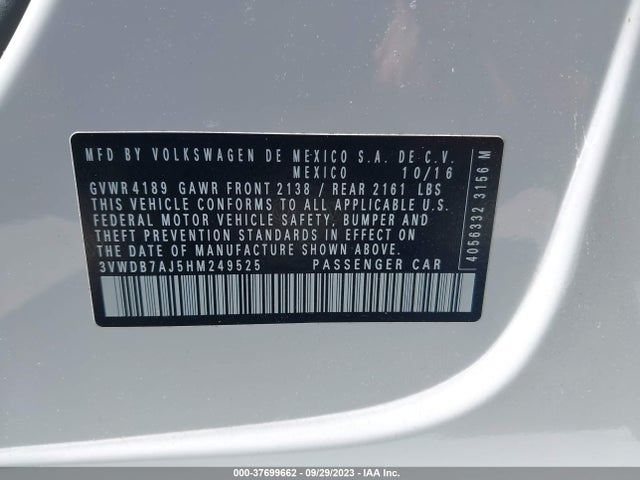 3VWDB7AJ5HM249525 Volkswagen Jetta 1.4t Se