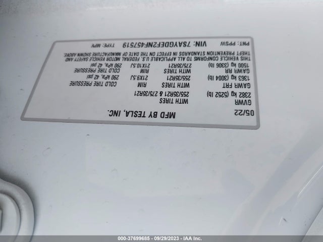 Tesla Model Y Performance 2022 7SAYGDEF2NF457519 Image 9