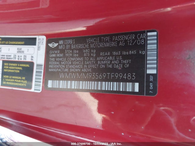 2009 MINI JOHN COOPER WORKS CLUBMAN WMWMM93569TF99483 Photo 8