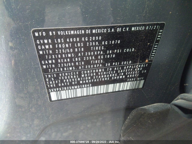 3VVPX7B25NM018842 Volkswagen TAOS SE