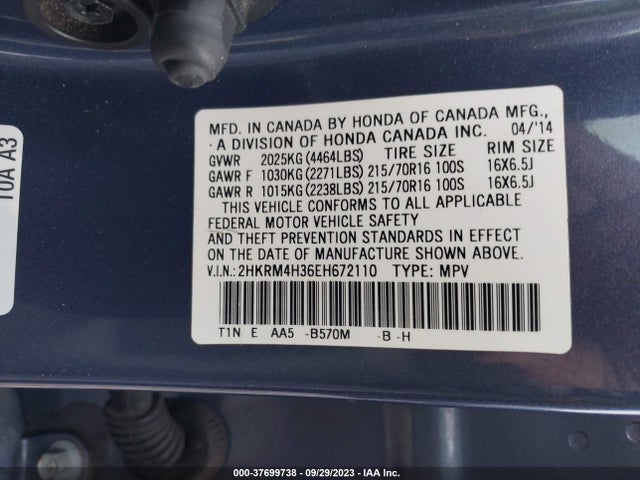 Honda CR-V LX 2014 2HKRM4H36EH672110 Image 9