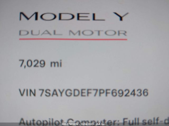 7SAYGDEF7PF692436 Tesla Model Y Performance