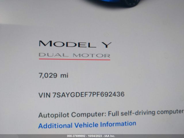 7SAYGDEF7PF692436 Tesla Model Y Performance