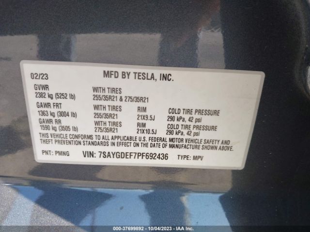 7SAYGDEF7PF692436 Tesla Model Y Performance