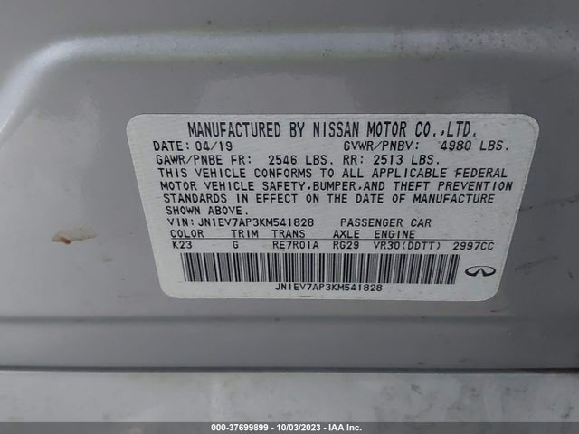 JN1EV7AP3KM541828 Infiniti Q50 3.0t Signature Edition
