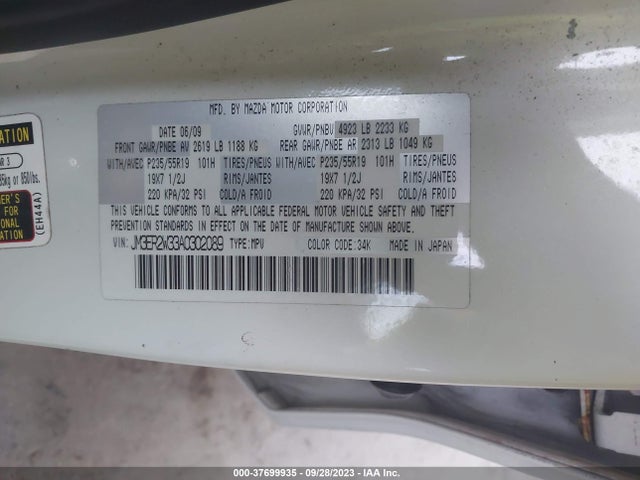 2010 MAZDA CX-7 GRAND TOURING VIN: JM3ER2W33A0302089