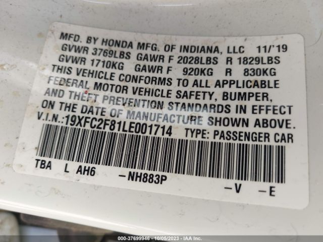 19XFC2F81LE001714 Honda Civic Sedan Sport