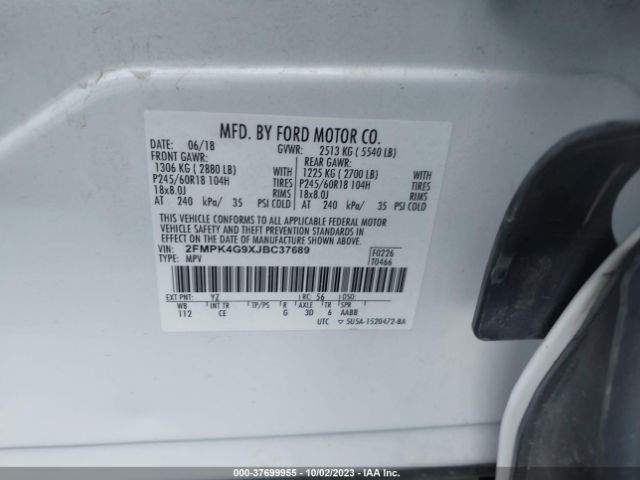 2FMPK4G9XJBC37689 Ford EDGE SE