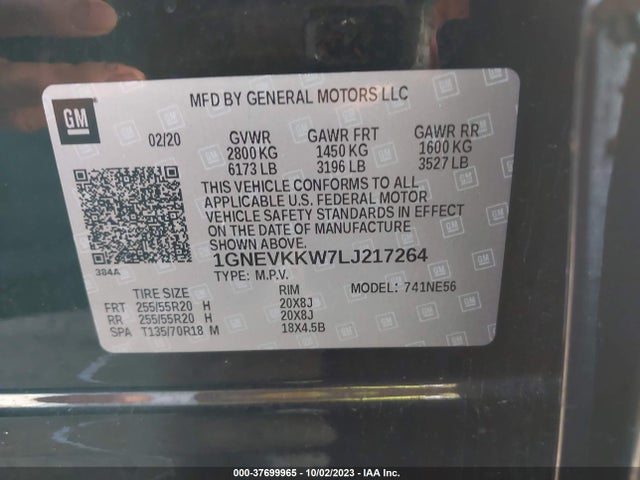Chevrolet Traverse Premier 2020 1GNEVKKW7LJ217264 Image 9