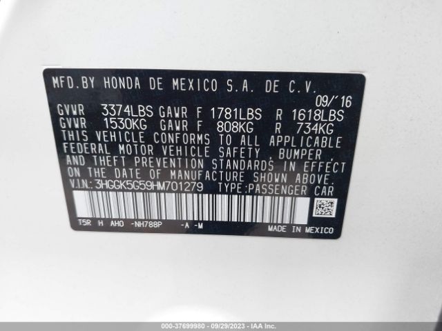 3HGGK5G59HM701279 Honda FIT LX