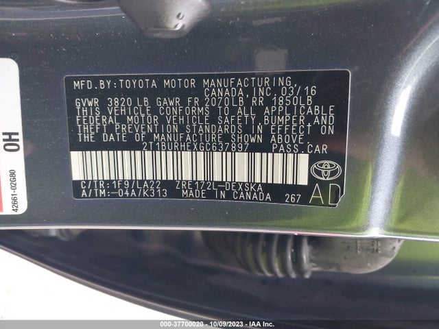 Toyota 2zr-fe 2016 2T1BURHEXGC637897 Image 26