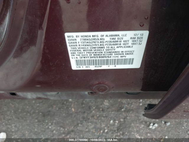 5FNYF3H92EB009264 Honda Pilot Touring