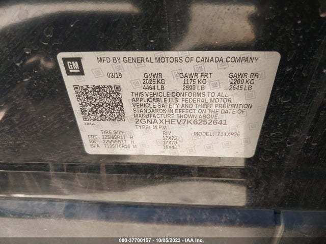 Chevrolet EQUINOX LS 2019 2GNAXHEV7K6252641 Image 9