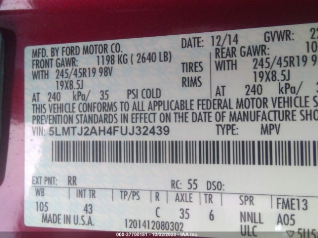 5LMTJ2AH4FUJ32439 Lincoln MKC