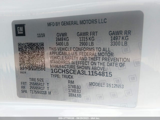 2020 CHEVROLET COLORADO 2WD LT VIN: 1GCHSCEA3L1154815