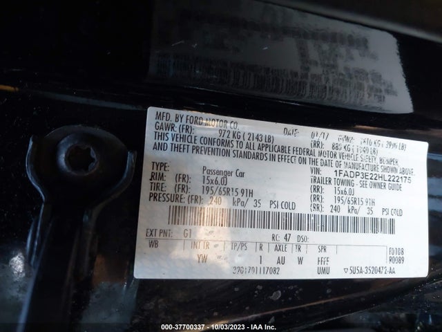Ford FOCUS S 2017 1FADP3E22HL222175 Image 9