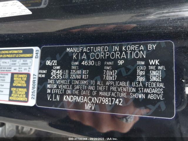 KNDPM3ACXN7981742 KIA Sportage Lx