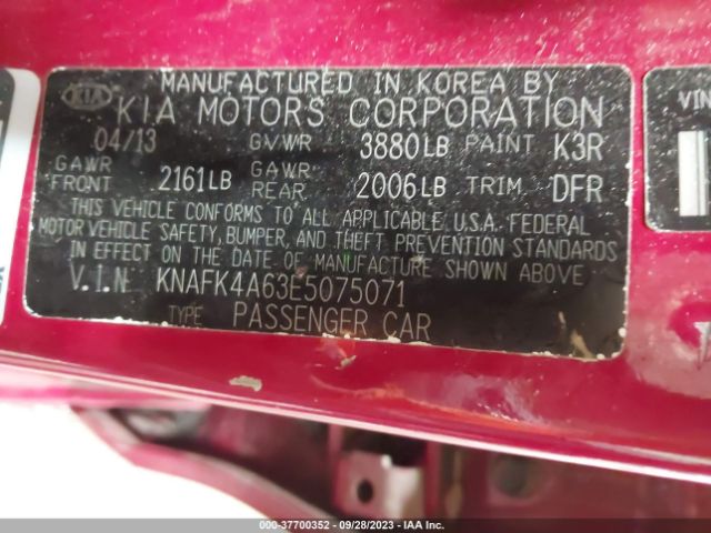 KNAFK4A63E5075071 KIA FORTE LX