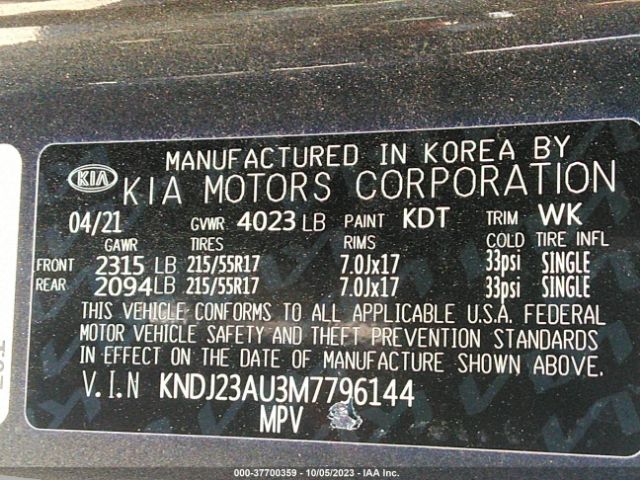 KNDJ23AU3M7796144 KIA SOUL S
