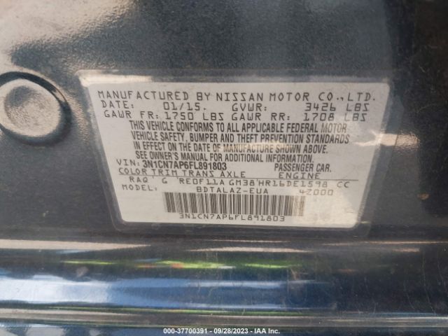 3N1CN7AP6FL891803 Nissan Versa S Plus