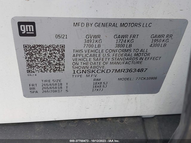 Chevrolet Suburban Lt 2021 1GNSKCKD7MR363487 Image 16