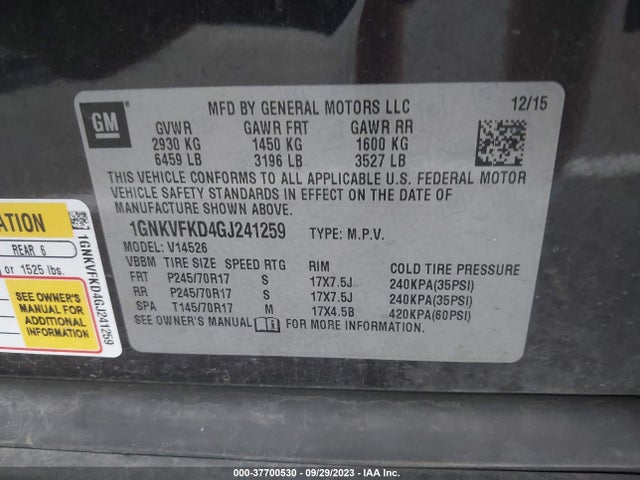 Chevrolet Traverse Ls 2016 1GNKVFKD4GJ241259 Image 9