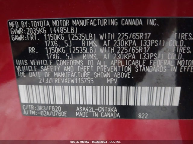 Toyota RAV4 LE 2014 2T3ZFREVXEW115755 Image 9