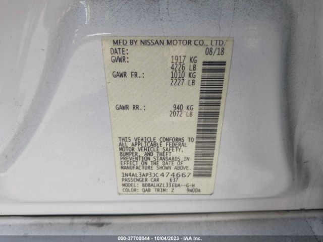 1N4AL3AP3JC474667 Nissan Altima 2.5 Sr