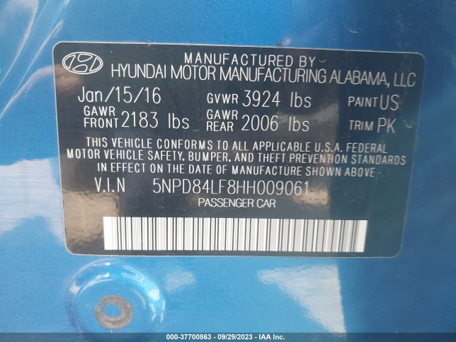2017 HYUNDAI ELANTRA SE VIN: 5NPD84LF8HH009061