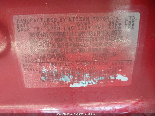 3N1CN7AP6HK438662 Nissan Versa Sedan Sv