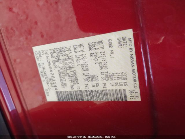 5N1AZ2MG4FN263144 Nissan Murano Platinum