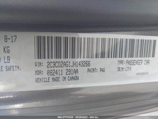 2C3CDZAG1JH143266 Dodge Challenger Sxt