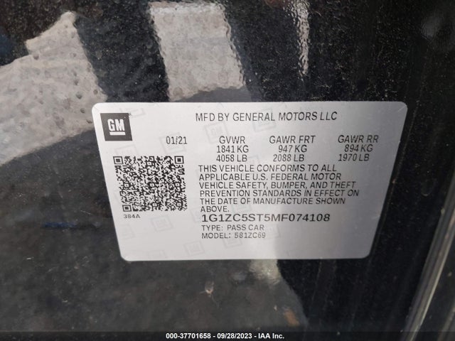 Chevrolet MALIBU LS 2021 1G1ZC5ST5MF074108 Image 9