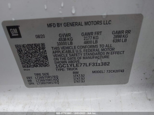 Chevrolet Silverado 2500hd Work Truck 2020 1GC1YLE77LF311382 Image 9