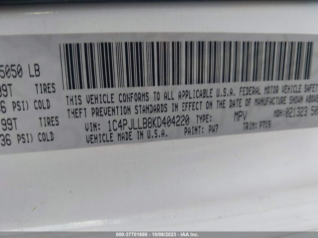 1C4PJLLB8KD404220 Jeep Cherokee Latitude Plus