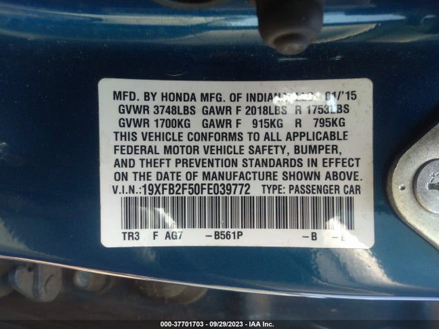 Honda Civic Sedan Lx 2015 19XFB2F50FE039772 Image 9