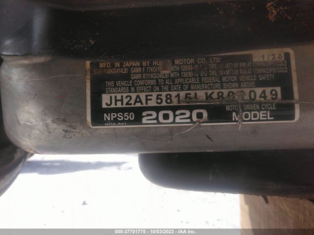 2020 HONDA NPS50 JH2AF5815LK801049 Photo 9