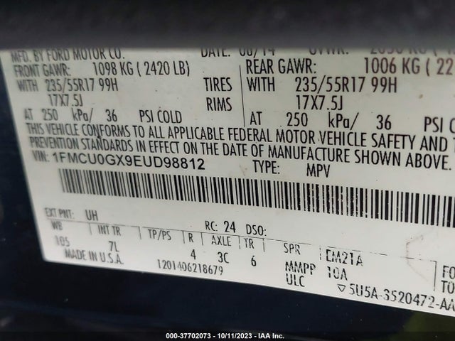 Ford ESCAPE SE 2014 1FMCU0GX9EUD98812 Image 9