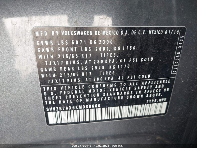 3VV2B7AX6KM088660 Volkswagen Tiguan Se/sel/sel R-line